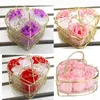 Caja de hierro rosa creativa para el Día de San Valentín, jabón de rosas hecho a mano, flores de simulación, regalos de fiesta de cumpleaños