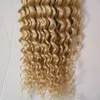 613 Kinky Curly Clip in Human Hair Extensions Brasilian 100 Remy Hair 8 PCSSet 613 Blonde Virgin Hair 100gset8250351