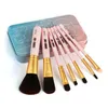 Kit di pennelli per trucco professionale MAANGE 7 pezzi Set di pennelli per trucco per ombretto con manico in legno carino correttore per cipria con scatola