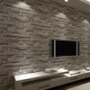 Moderne Empilé Brique 3D Pierre d'écran Papier peint en pierre gris Fond de mur de briques gris pour salon PVC Papier mural Stéréoscopique Look