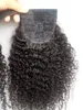 New Arrive Brazilian Human Virgin Remy Kinky Curly Ponytail Hair Extensions Clip Ins Natral Black Color 100g one bundle