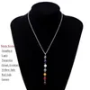 7chakra reiki pärlor läkning ädelsten charms hängsmycke halsband yoga balansering lapis / turkos / ametist kristall / jade mode smycken