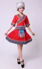 Kinesisk Traditionell Hmong Kostym (Top + Ruffle Kjolar) Kläder Ställer Miao Dance Dress Kinesisk Folk Dance Kvinnors Stegkläder