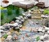 Bodenmalerei 3D-Tapete Park Stone Creek Tintenfisch Badezimmer 3D-Bodenbelag Wandbild-3D PVC-Tapete Selbstklebende Bodentapete-3D