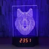 Kurt Saat 3D Illusion Gece Işıkları LED 7 Renk Değişim Masa Lambası Ev Dekorasyonu # R87