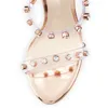 Luksusowa moda lato Multicolor Rhinestone Studded wysokie obcasy wesele buty kobiece pleksi klamra kostki paski kryształowe sandały damskie