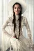 Meital Zano Great Victoria Medieval Wedding Body with Bell Sleeves Vintage Crochet Lace High Neck Choter Chover Vrates