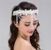 Handgemaakte kant, parel bruids ornament, kristal bloem hoofd, witte bruids bloem.