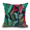 4 Style 45*45 cm bawełniany lniany vintage kwiat tropikalne liście bawełniane lniane rzut poduszka poduszka na pokrywę sofy sofy domowe wystrój domu