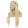 613 # blond ludzki włos koronkowa peruka z przodu peruka z długich prostych włosów dla czarnych kobiet brazylijski pełna koronka peruki z ludzkich włosów wstępnie oskubane hurtowo