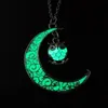 Multicolor Luminous Owl necklace Pendant Moon Glowing in the dark Animal Charm Necklaces fashion jewlery for Women Kid gift will and sandy