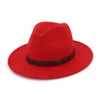 Unisex Panamá Jazz Fedora Cap Mulheres Homens Feltro De Lã Pontudo Aba Larga Derby Chapéu Decoração De Couro De Café Gambler Chapeau