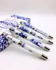 Hochwertiger Kalligraphie-Füllfederhalter aus chinesischer Keramik, luxuriöser Drache, natürlicher blauer und weißer Porzellan-Geschenkstift mit Hardcover-Box, 10 Stück/Menge