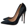 نمط جديد ثعبان الجلد ورنيش أسود مع أحذية مدببة عالية الكعب ، أحذية النساء مثير المألوف ، ، تخصيص 33-45