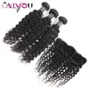 Pacote de cabelos virgens indianas da Malásia Brasil Ola Remy Human Human Weave Pacéis com fechamento onda corporal profunda e reta Curly