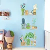 Green Potted Plants with Shelves Wall Stickers Home Decor Hallway Corridor Door Cabinet Wall Mural Poster Art Bonsai Wall Tattoos 2916030