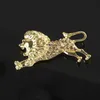 2.7 * 6.0 cm Leeuw Rhinestone Broche Vrouwen Mannen Rhinestone Animal Pak Revers Pin voor Party Banket met Snelle Verzending