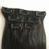 Braziliaanse maagd haar zijdeachtige rechte clip in menselijke haar sets natuurlijke kleur kan worden geverfd 80g 100g gratis DHL UPS