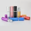 Högkvalitativ 5ml Mini Portable Colorful Refillable Parfym Atomizer Bottle 5cc Aluminium Spray Perfume Flaskor LX1109