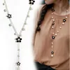 RAVIMOUR Flower Long Necklace for Women Fashion Simulated Pearl Jewelry Tassel Perlas Necklaces & Pendants Bijoux Femme Perle