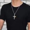 Hot Vendas Hip hop longo colar de pingente Cruz Charme Bling Ice Fora Cubic Zircon dos homens jóias com corrente para o presente