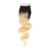 Indian Mink Human Hair Bundles With 4X4 Lace Closure 4pieces/lot Body Wave 1B/613 Blonde Double Color Lace Closure With Bundles Natural