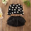 Vestiti della neonata Set di vestiti per bambine per bambini piccoli Manica lunga Top con stampa margherita + Gonna tutu 2 pezzi Abiti per bambini Abbigliamento per bambini per bambini