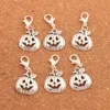 100pcslot Halloween Pumpkins Lobster Claw Clasp Charm Beads 323x159mm Antique silver Jewelry DIY C10986671239