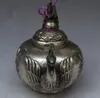 Chino antiguo Tíbet plata Fênix estatua decoración tetera vino pote tetera metal artesanía regalo decoración del hogar