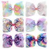 8 inch JOJO bow girl hair bows Flowers Rainbow Mermaid Unicorn Design Girl Clippers Girls Hair Clips Hair Accessory