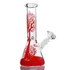 Red Beaker Bong narguilés Conduites d'eau en verre droites Dab Rigs Tree Design 11,5 pouces et joint de 14 mm