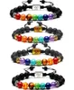 7 Chakra Healing Bracciale Pietre naturali Perline Yoga Bracciale bilanciamento Volcanic Lava Preghiera buddista Mala Meditazione Perline pietre preziose