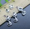 Wholesale 100pcs Cute Cat Alloy Charms Pendant Retro Jewelry Making DIY Keychain Ancient Silver Pendant For Bracelet Earrings 17*9mm