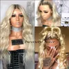 9A new top grade quality ombre Platinum blonde full lace front wigs synthetic hair natural hairline wigs for women3037147