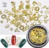 Leamx 1Box 3D Steentjes Goud Hollow Pailletten Nail Art Decoraties Butterfly Heart Snow Christmas Flake Accessoires Beauty