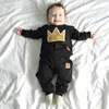 Baby Boys Outfits Crown Crown Top + Calças 2 Pçs / Set 2018 Outono Ins Conjuntos de roupas Boutique Kids C4883