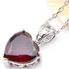 Luckyshine 5 conjuntos de jóias de casamento pingentes brincos de coração cor de granada vermelha 925 colares de prata no presente205w