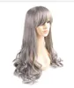 fashion Wavy Wigs Women Cos Synthetic Silver Gray Hair Wigs