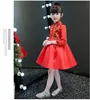 2019 신년 여자의 옷 겨울 공주의 복장 어린이 빨간 웨딩 Cheongsam 정통 중국 스타일의 꽃 긴 소매가 드레스