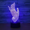 핸드 셰이프 크리 에이 티브 3D illusion 램프 LED 밤 빛 7 색 크리스마스 선물 홈 장식 아크릴 전등 # T56