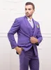 Beau smoking de marié violet coupe ajustée, magnifique costume de marié à un bouton pour hommes, costumes d'affaires formels pour dîner de bal (veste + pantalon + cravate + gilet) NO; 830