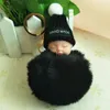 Sovande baby docka nyckelring pom-pom kanin päls boll nyckelring kvinnor nyckelhållare väska hänger modesmycken