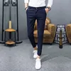 2018 novo pantalon homme coreano moda calças sólidas homens magro fit casual tornozelo comprimento streetwear terno calça calça homens roupas