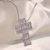 2018 Nuovo arrivo Gioielli di lusso più venduti 925 Sterling Silver Six Princess Cut 5A Cuubic Zirconia Collana a catena con pendente a croce per le donne