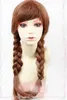 Snow Queen Anna Brown Weave Ponytail Parrucca Cosplay Anime