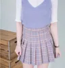Kawaii Koreanska skoluniform kjol för tjejer plus plaid kjol för kvinnor studenter höga midja rock pläterade kjolar