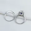 Conjunto de anéis de casamento femininos de prata esterlina 925 sólida, 2 peças, estilo vitoriano, pedras laterais azuis, joias clássicas para mulheres 7574450