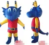 Aangepaste blauwe draak mascotte kostuum volwassen grootte gratis verzending