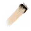 البرازيلي الشعر البشري غير المجبر 1 ب/613# أشقر اللون 4x4 إغلاق الدانتيل مستقيم تمديدات الشعر البكر أعلى الإغلاق 1B/613# نغمتين