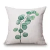 pot plant cushion cover high quality cotton linen chair chaise throw pillow case green leaves home decor cactus cojines almofada